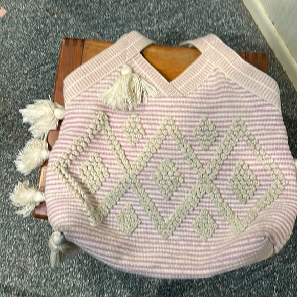 𝅺CLOTH Hobo Tote Bag with fringe and woven fabric - Picture 1 of 10